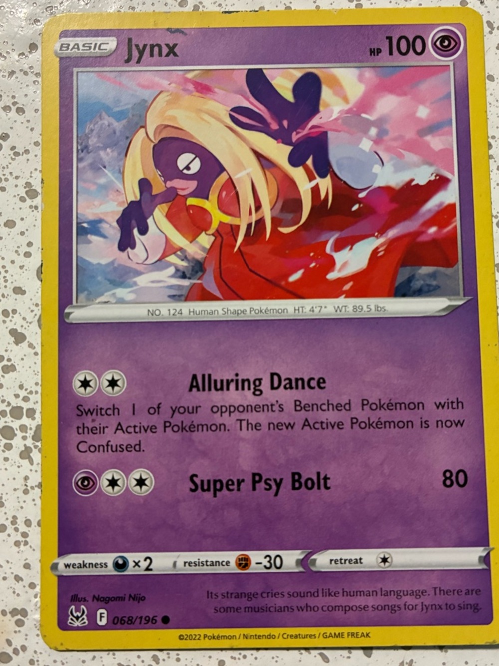 Jynx Pokémon Trading Card - Basic -100 HP